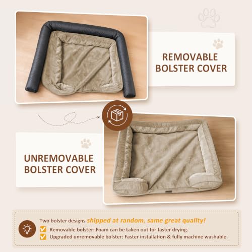 Waterproof Orthopedic Dog Beds for Large Sized Dog (38.0"L x 25.0"W x 7.0"Th / Light Brown)