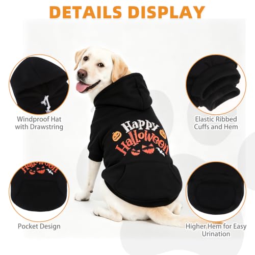 Halloween Dog Hoodie for Large Medium Dogs (Halloween Black / Large)