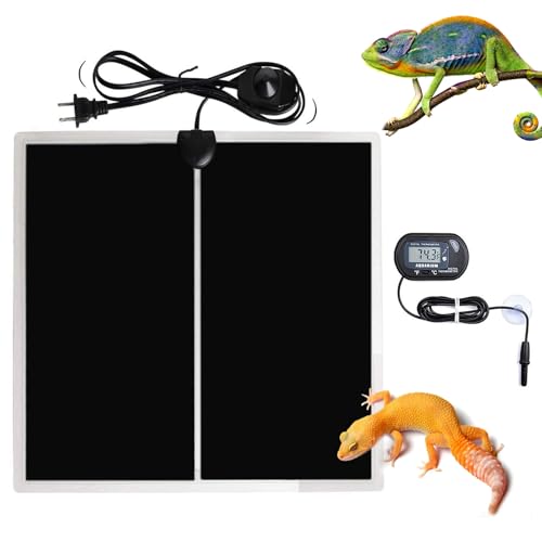 Reptile Terrarium Heat Pad with LCD Digital Aquarium Thermometer (14W, 11*11 in)