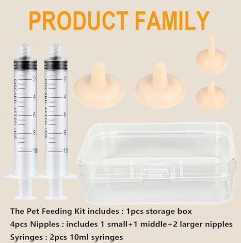 Pet Feeder Syringe (2x10ml Feeder &1S+1M+2L Nipples)