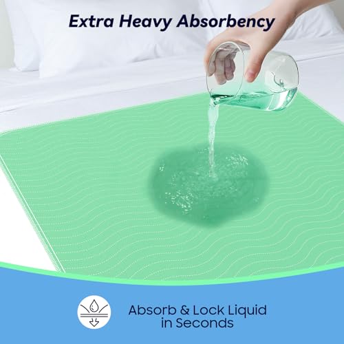 6 Pack 24” x 24” Extra Heavy Absorbency Washable Underpads Bed Pads (6 Pack - 24" x 24")