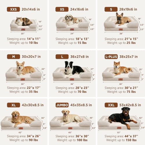 Waterproof Orthopedic Dog Bed for Medium Size Dog (30.0"L x 20.0"W x 7.0"Th / Beige)
