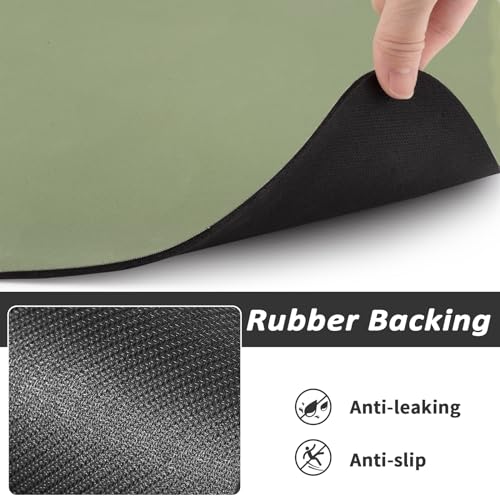Dog Food Mat Absorbent Cat Mat for Food and Water (Green / 28"L x 18"W)