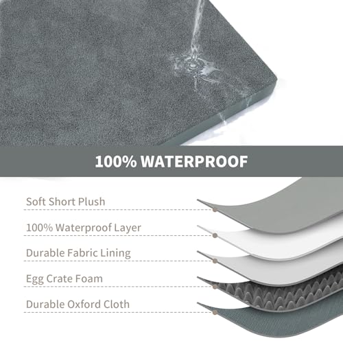Waterproof Orthopedic Dog Crate Bed for Small Dogs & Cats (Dark Gray / 23.0"L x 17.0"W x 2.5"Th)