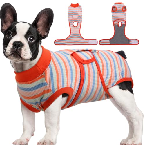 Recovery Suit for Dogs Cats (X-small (Back:8.3-11.4'', Weight:4-7 Lb) / Pastel Rainbow)