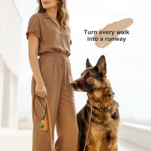 Soft PU Leather Dog Collar for Large Dogs (XL：Fit 20-26" Neck, Width 1¼" / Light Brown)