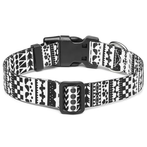 Adjustable Dog Collar (Large / Black White A)
