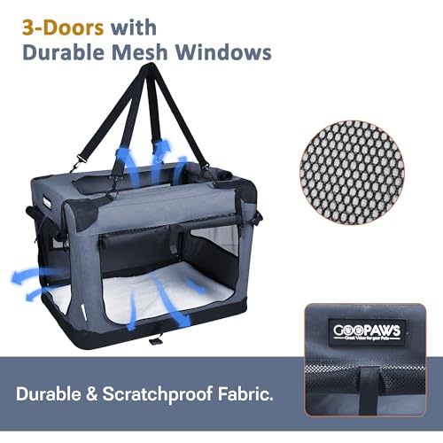 3 Door Soft Dog Crates Kennel (2-Grey)