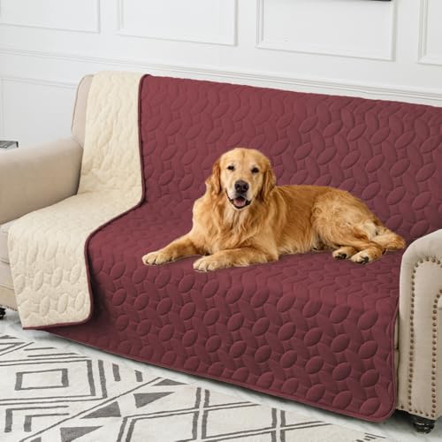 Pet Bed Cover Dog Bed Blanket for Sofa and Furniture Waterproof New Pattern Design (82x82 Inch (Pack of 1) / Burgundy)