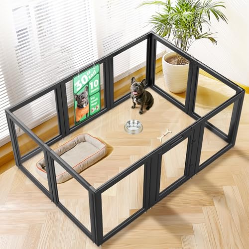 AuraSpace Clear Acrylic Indoor Dog Playpen (Black / 30"H)
