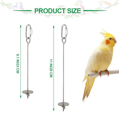 2 Pcs Bird Cage Food Holder Stainless Steel Parrot Fruit & Vegetable Skewer Hanging Foraging Toy for Parakeets (2 Pcs)