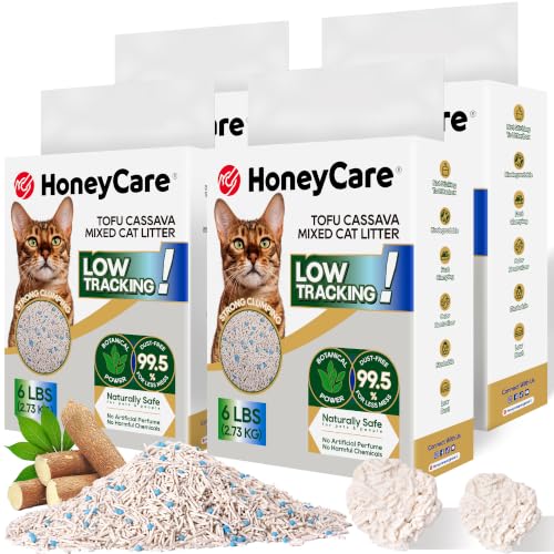 HoneyCare Cassava Tofu Mixed Cat Litter I Quick Clumping (24 lbs (4 Packs))