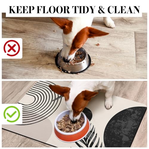 Dog Food Mats for Floors (Boho White / L(17"×30"))