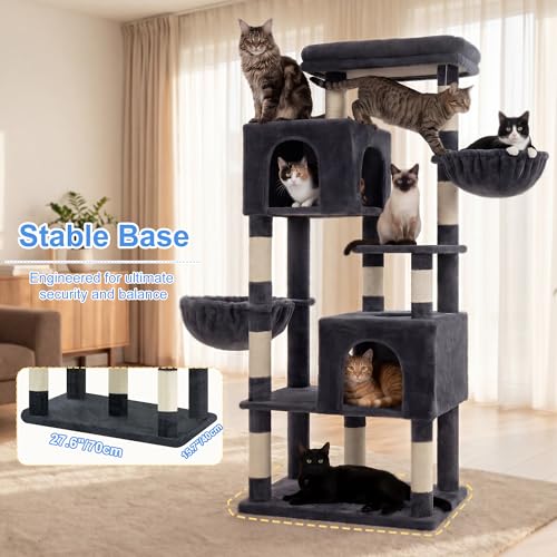 68.1" Cat Tree with Oversized Top Platform & Wide Base HCT059G (Smoky Gray / 68.1 inch)