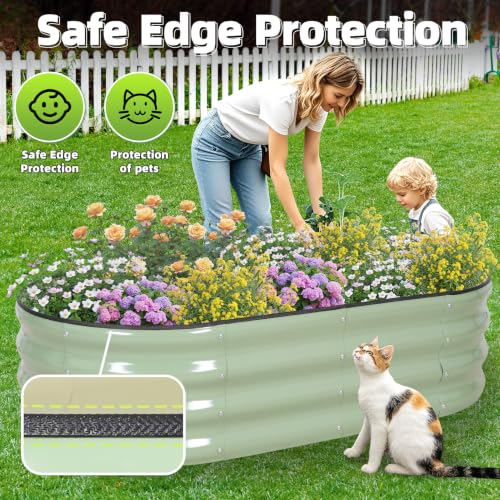 3Pcs Galvanized Raised Garden Beds 4x2x1ft for Flower Avocado (Avocado)