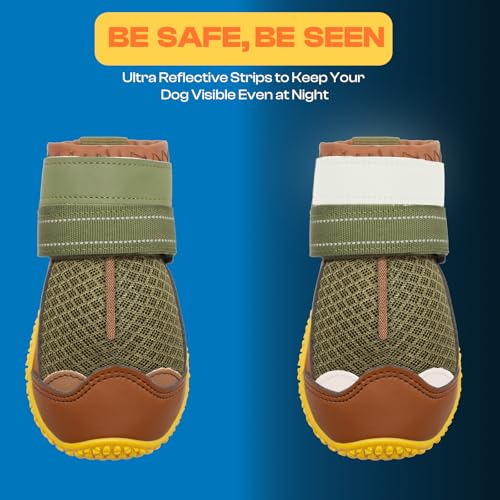 Dog Boots for Large Dogs (Army Green / Width 2.75 Inch)