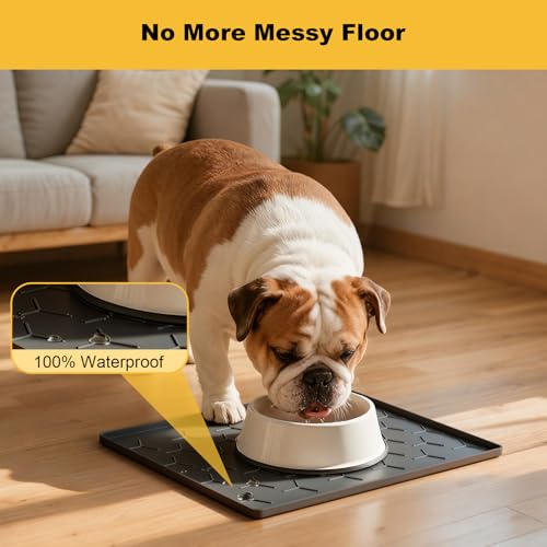 Silicone Dog Cat Food Bowl Mat (S-16''X12'' / Dark Gray)