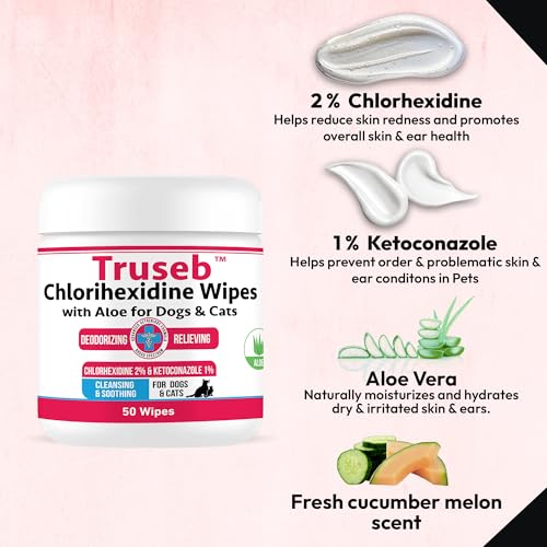 Truseb Topical Ketoconazole and Chlorhexidine Wipes for Dogs