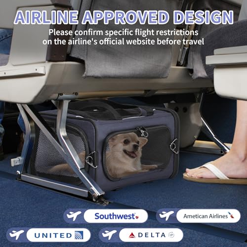 Airline Approved Pet Carrier for Small Dogs & Cats (Navy / 19.0"L x 9.0"W x 12.0"H)