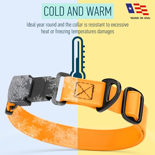 Biothane Waterproof Dog Collar with Herm Sprenger Black Stainless Steel Quick Release Buckle (W 1" x L 15"-25" / Tangerine Orange)