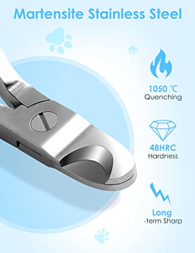 Heavy Duty Dog Nail Clippers for Large Dogs & Thick Nails (Silver)