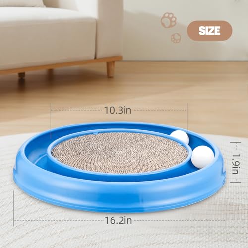 Cat Scratching Board with Track Balls for Indoor Cats (Blue)