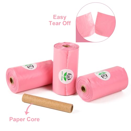 Dog Poop Bags with Dispenser (Pink-Scented)