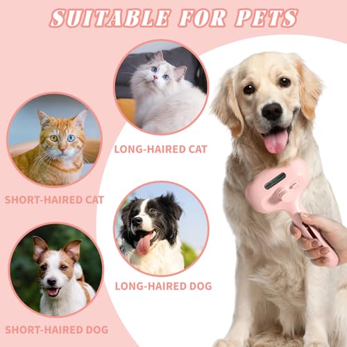 Self Cleaning Spray Cat Brush for Shedding (pink)