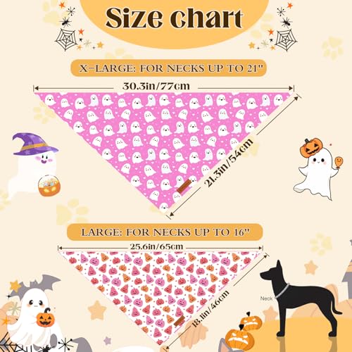 2 Pack Halloween Dog Bandanas (Pink / X-Large)
