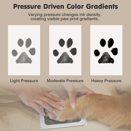 Inkless Paw Print Kit for Dogs (Black/Gold Pad,Vintage White Wood Frame / 4-Pack,Medium)