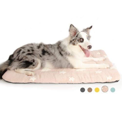 Dog Crate Pad Washable Dog Bed for Crate Flat Cat Pet Kennel Mat (36''L x 23''W x 1.5''Th / Pink)