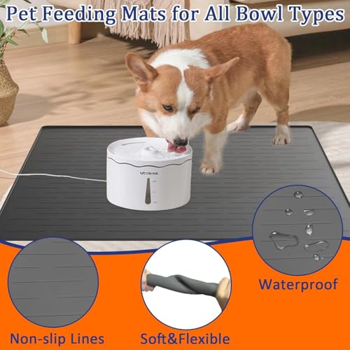 XXXXL Largest Pet Food Mat (Light Gray / 51.2"L x 25.6"W)