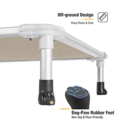 Chew Proof Elevated Dog Bed (Beige Coffee / 32.0"L x 25.0"W x 7.0"Th)