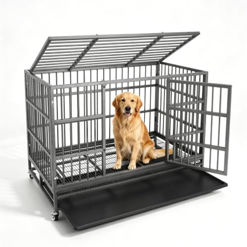Indestructible Dog Crate Cage Kennel (Metal 47"-round tube)