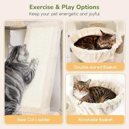 80in Extra Large Tall Corner Cat Tree Tower (80inch / Beige)