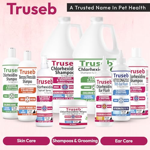 Truseb Advanced Strength Medicated Chlorhexidine for Dogs Cats Horses Skin Spray with Aloe Vera