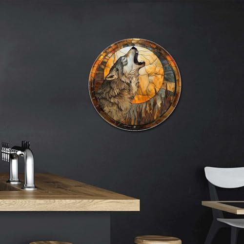 Metal Tin Sign (12×12 Inches / Gray Wolf-1)