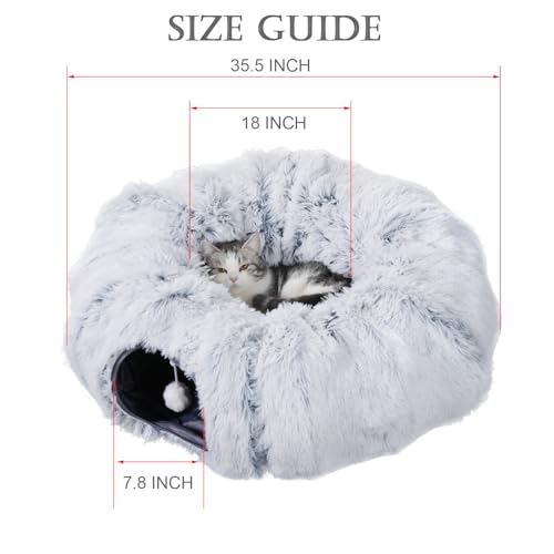 Cat Tunnel with Cat Bed for Indoor Cats (L)