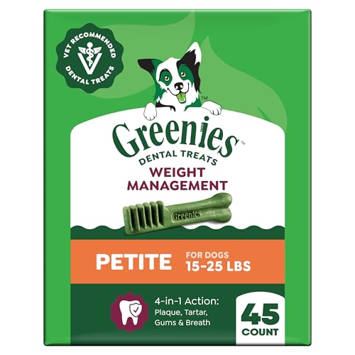 Weight Management Petite Size Natural Dental Dog Treats (45 Count (Pack of 1))