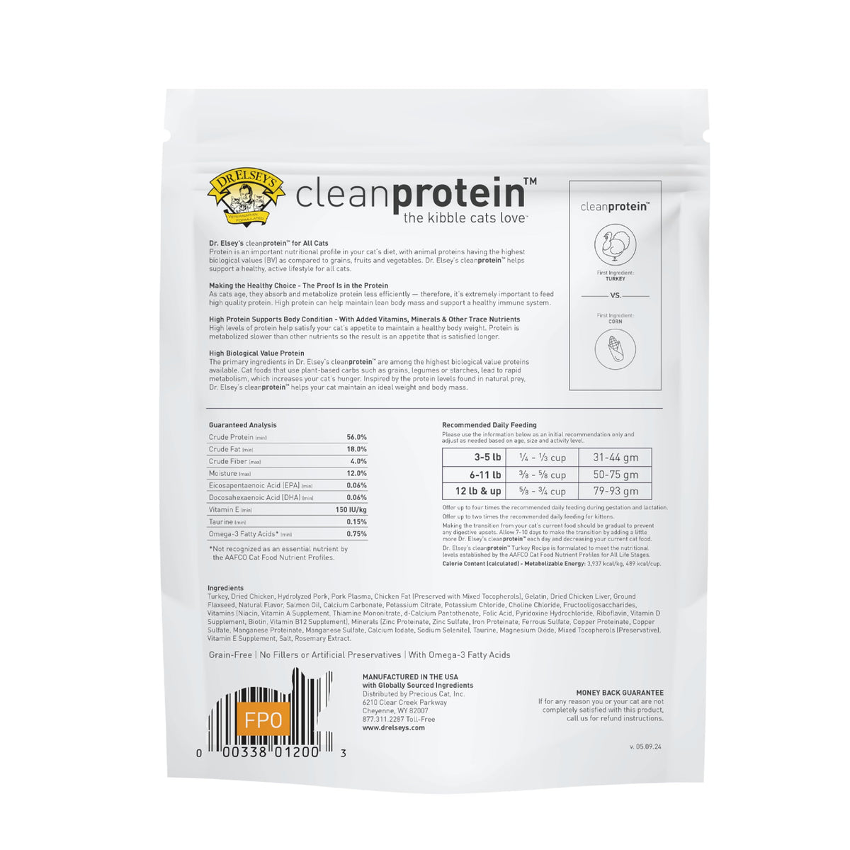 cleanprotein Turkey Cat Kibble 2 lb. Bag (2 Pound (Pack of 1))