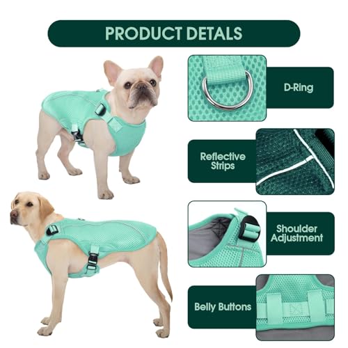 Dog Cooling Vest for Large Dogs with UV Protection (XL (Chest Girth:27.6'') / Mint Green)