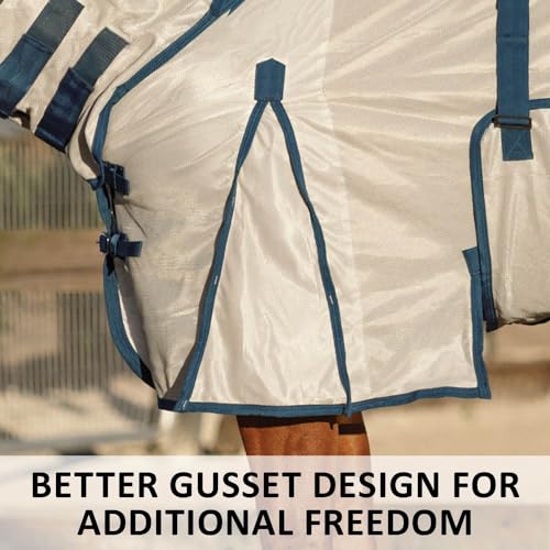 Soft Interlock Mesh II Attached Neck Euro Bellyband Leg Shield Horse Fly Sheet (Horse Size 80 / Silver)