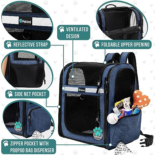 Dog Backpack Carrier for Cats (Navy Blue)
