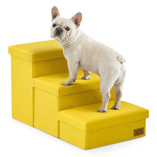 Dog Stairs with Storage (Yellow / 28.5"L x 17"W x 16.7"H)