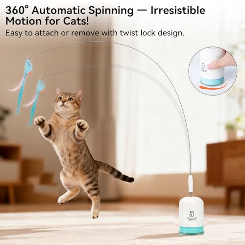 Interactive Automatic Cat Teaser Wand Toy with Strong Suction Cup (White)