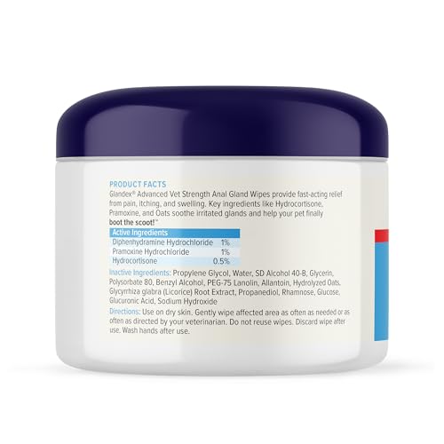 Glandex Medicated Anal Gland Anti Itch Wipes for Dogs & Cats