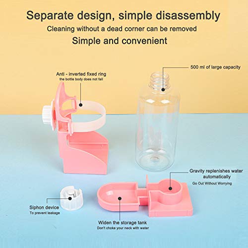 Rabbit Hay Food Bin Feeder and Bunny Water Bottle Set (PINK / Large)