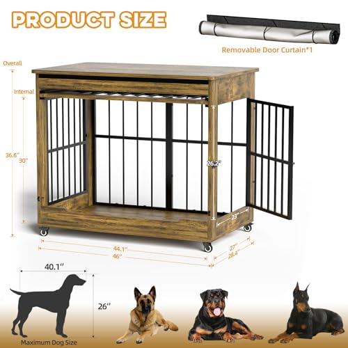 46" Large Dog Crate Furniture (Rustic Brown / 46.0"L x 28.4"W x 36.6"H)