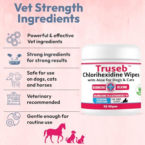 Truseb Topical Ketoconazole and Chlorhexidine Wipes for Dogs