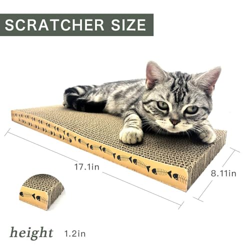 Cat Scratcher Cardboard Scratching Pads Scratch Lounge Bed with Catnip 3PCS Reversible Corrugated Cardboard with Scratch Box (17.6"L x 8.6"W x 3.5"H)
